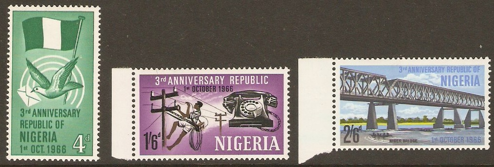 Nigeria 1966 Republic Anniversary Set. SG189-SG191.
